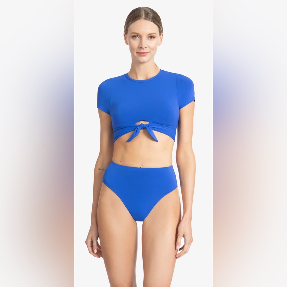Robin Piccone French Blue AVA High Waist Swim Bikini Bottom Size small NWT